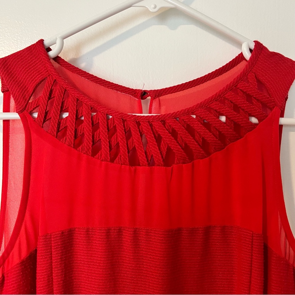 Maeve Anthropologie Red Lattice Dress - Picture 2 of 8